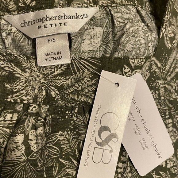 Christopher & Banks Green Floral Blouse Shirt Top - Picture 3 of 5